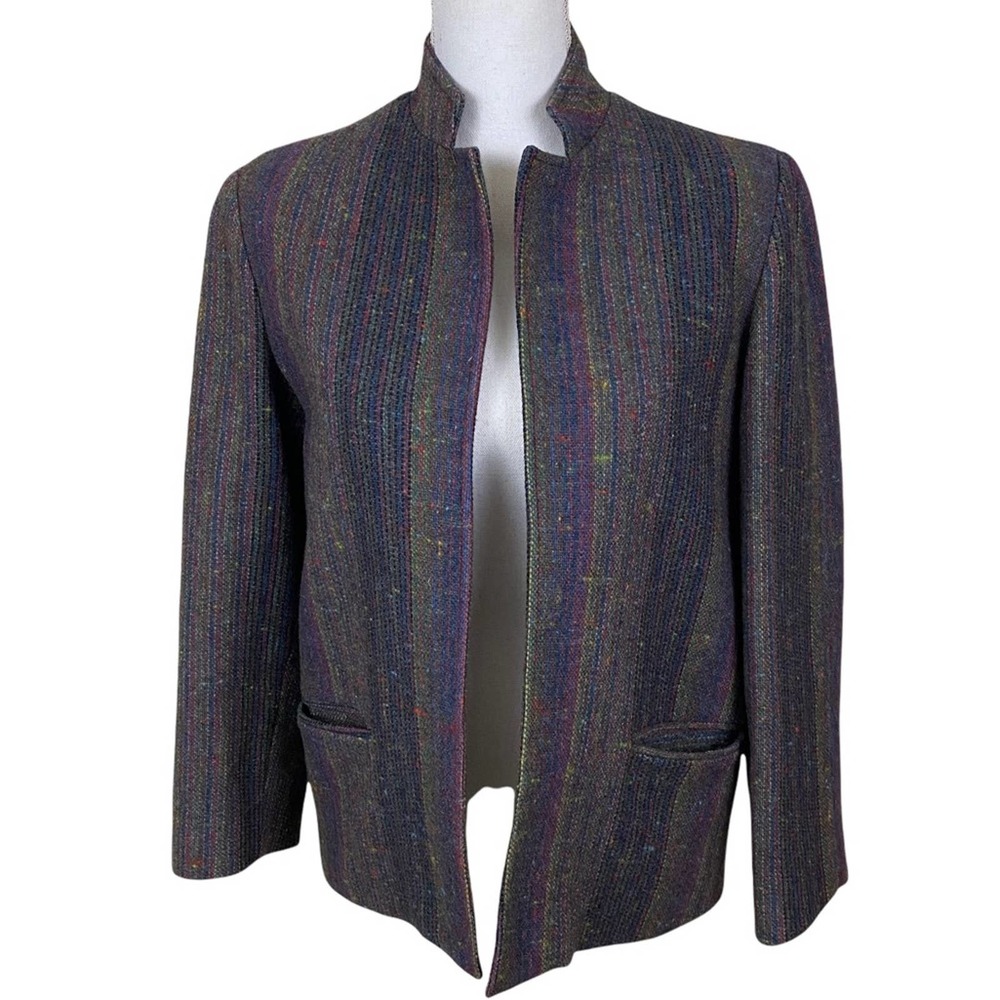 Mikabe Open Front Wool Blend Blazer Size 10 Vintage